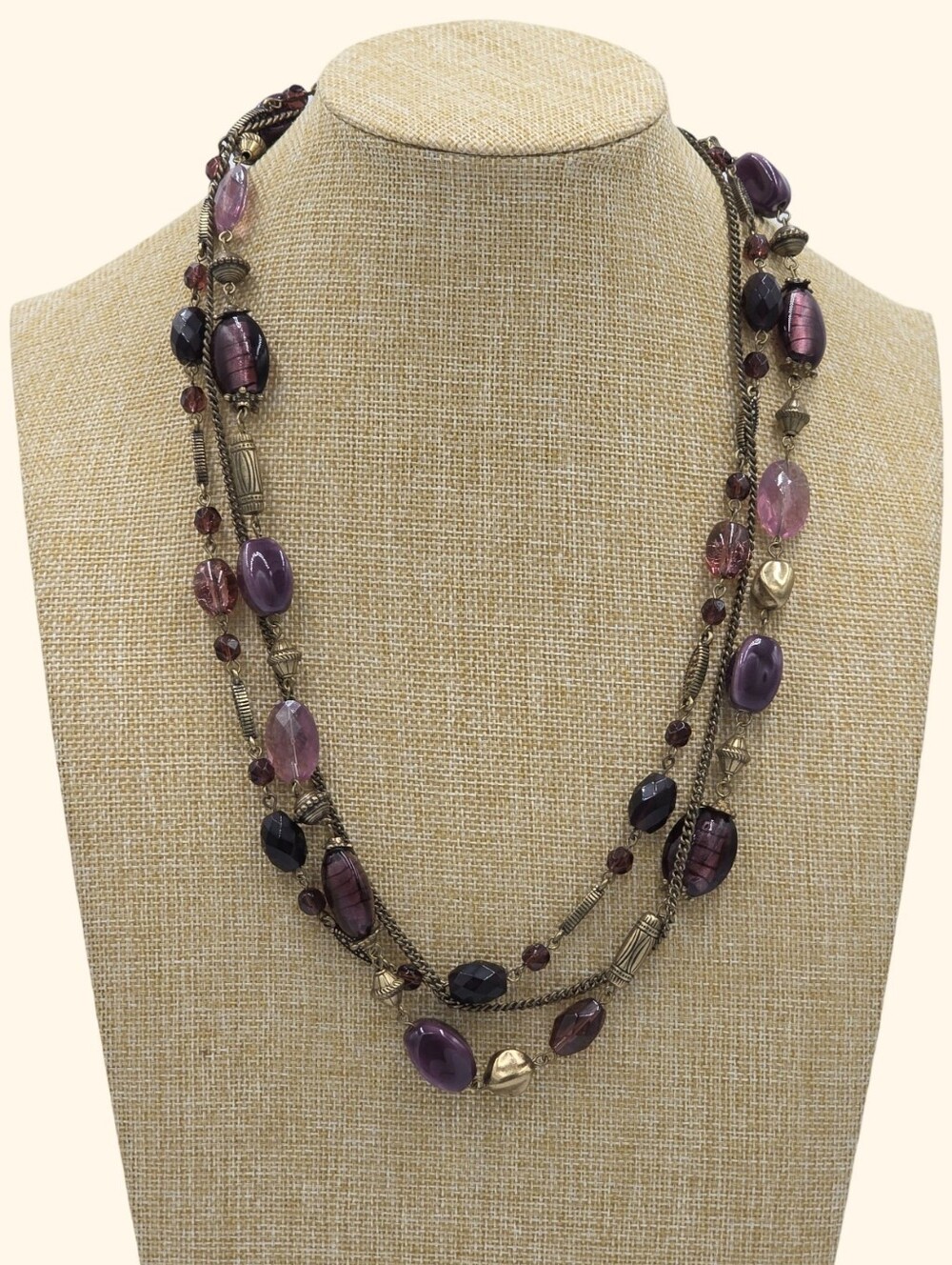 Premier Designs Multi-Strand Purple Beaded‎ Long Changeable Necklace